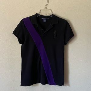 Ralph Lauren Golf Black Collared V-neck Shirt size M